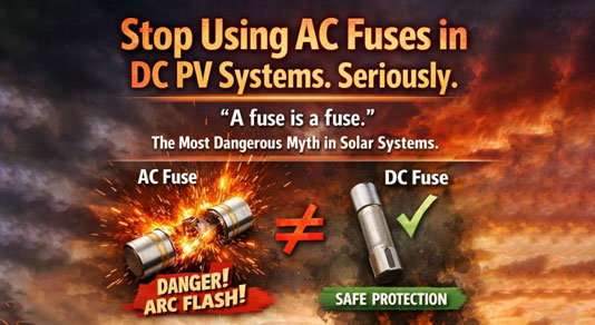AC Fuse vs DC PV Fuse: Why Using the Wrong Fuse Can Destroy Your Solar System